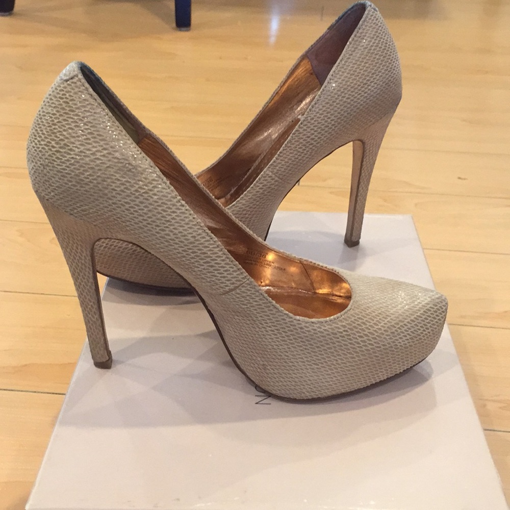 Beige platform heels